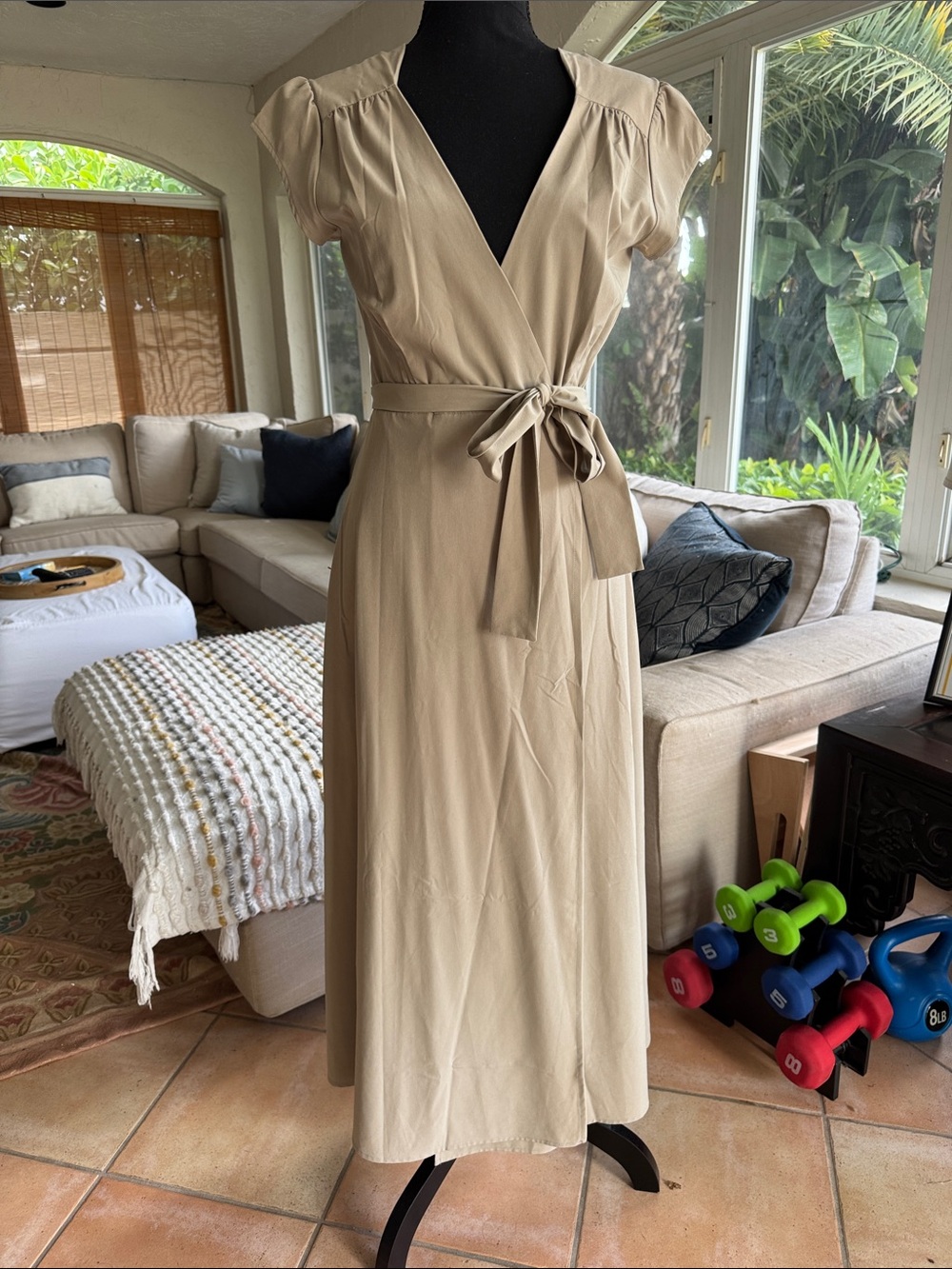 Wear It Two Ways Wrap Midi Dress with Tie Waist - Women